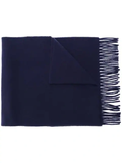 Polo Ralph Lauren Logo Embroidered Scarf In Blue