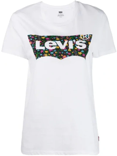 Levi's Floral Logo Print T-shirt In White