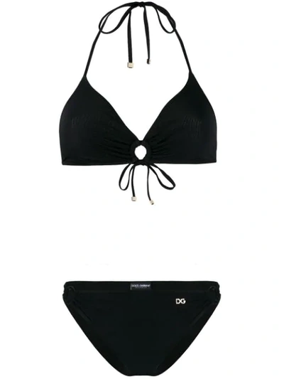 Dolce & Gabbana Triangle Bikini Set In Black