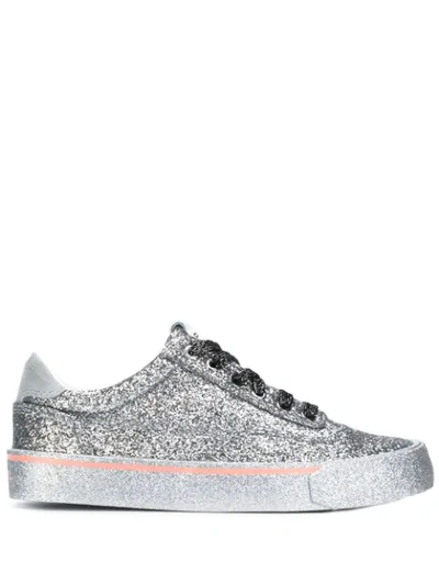 Diesel Low Glitter Trainers In Silver