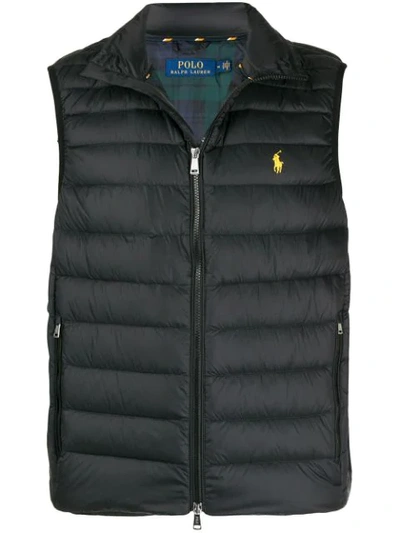 Polo Ralph Lauren Embroidered Logo Quilted Gilet In Black