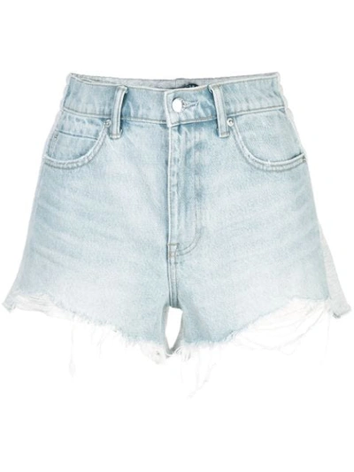 Alexander Wang Frayed Denim Shorts In Blue