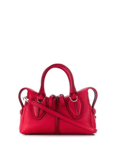 Tod's Top Zipped Tote In Red