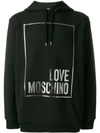 Love Moschino Metallic Logo Print Hoodie In Black