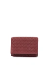 Bottega Veneta Compact Intrecciato Wallet In Red