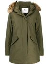 Woolrich Padded Hooded Coat In Green