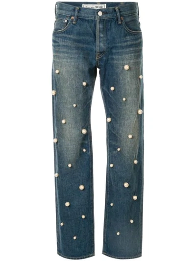 Tu Es Mon Tresor Big Pearl Boyfriend Jeans In Blue