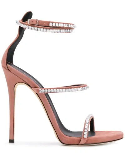 Giuseppe Zanotti Kanda Ankle-strap Crystal-embellished Suede Sandals In Pink