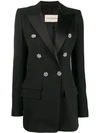 Alexandre Vauthier Crystal Button Double-breasted Blazer In Black