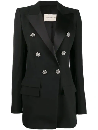 Alexandre Vauthier Crystal Button Double-breasted Blazer In Black