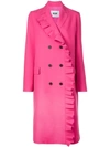 Msgm Ruffled Double-breasted Coat In Pink