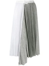 Sacai Patchwork Pleated Skirt In Grey