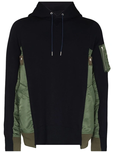 Sacai Navy & Khaki Sponge Sweat Ma-1 Zip-up Hoodie In Blue