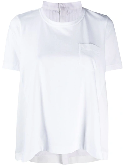 Sacai Pleated Back Structured T-shirt In White
