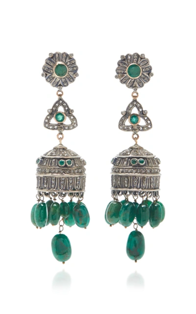 Amrapali Multi Stone Drop Earrings In Green