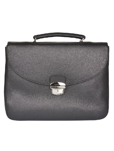 Orciani Snap Lock Top Handle Briefcase In Black