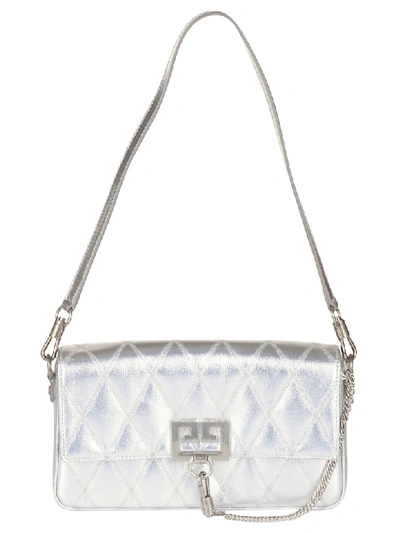 Givenchy Quilted Charm Shoulder Bag In Silver