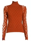 Fendi Mania Cage-knit Turtleneck Sweater In Rust