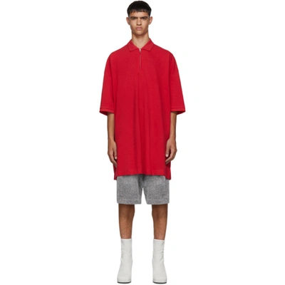 Random Identities Red Oversized Cut-out Polo