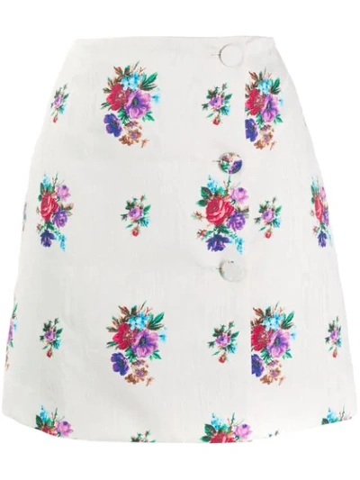 Msgm Floral Skirt In White