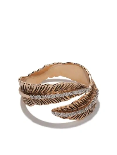 Kismet By Milka 14kt Rose Gold Double Row Feather Diamond Pinky Ring