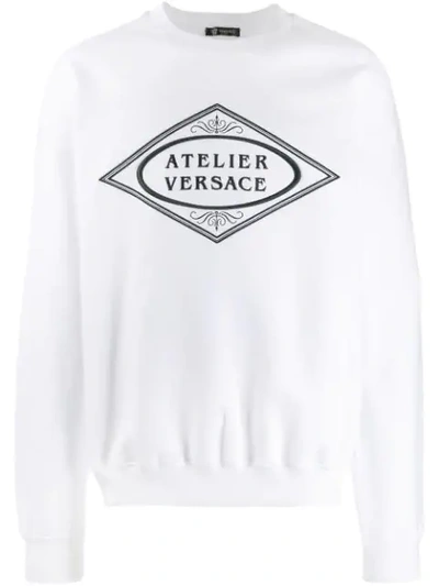 Versace Printed Logo Sweatshirt In White