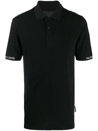 Philipp Plein Embroidered Logo Polo Shirt In Black