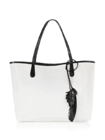 Nancy Gonzalez Erica Crocodile Shopper Tote Bag In White