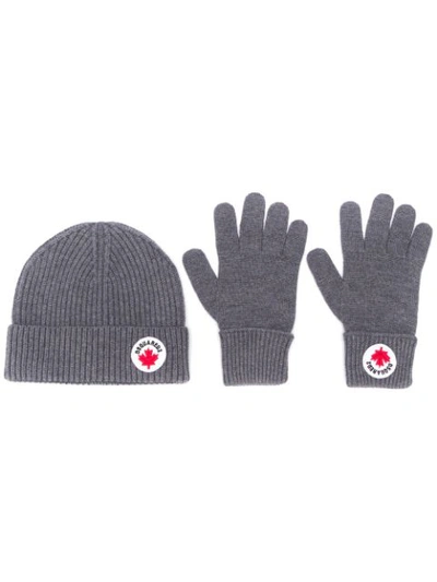 Dsquared2 Grey Mélange Hat+gloves Knit Set