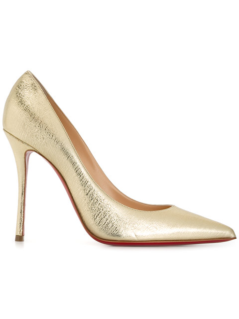 Christian Louboutin Decoltish 100 Textured-leather Pumps In Gold | ModeSens