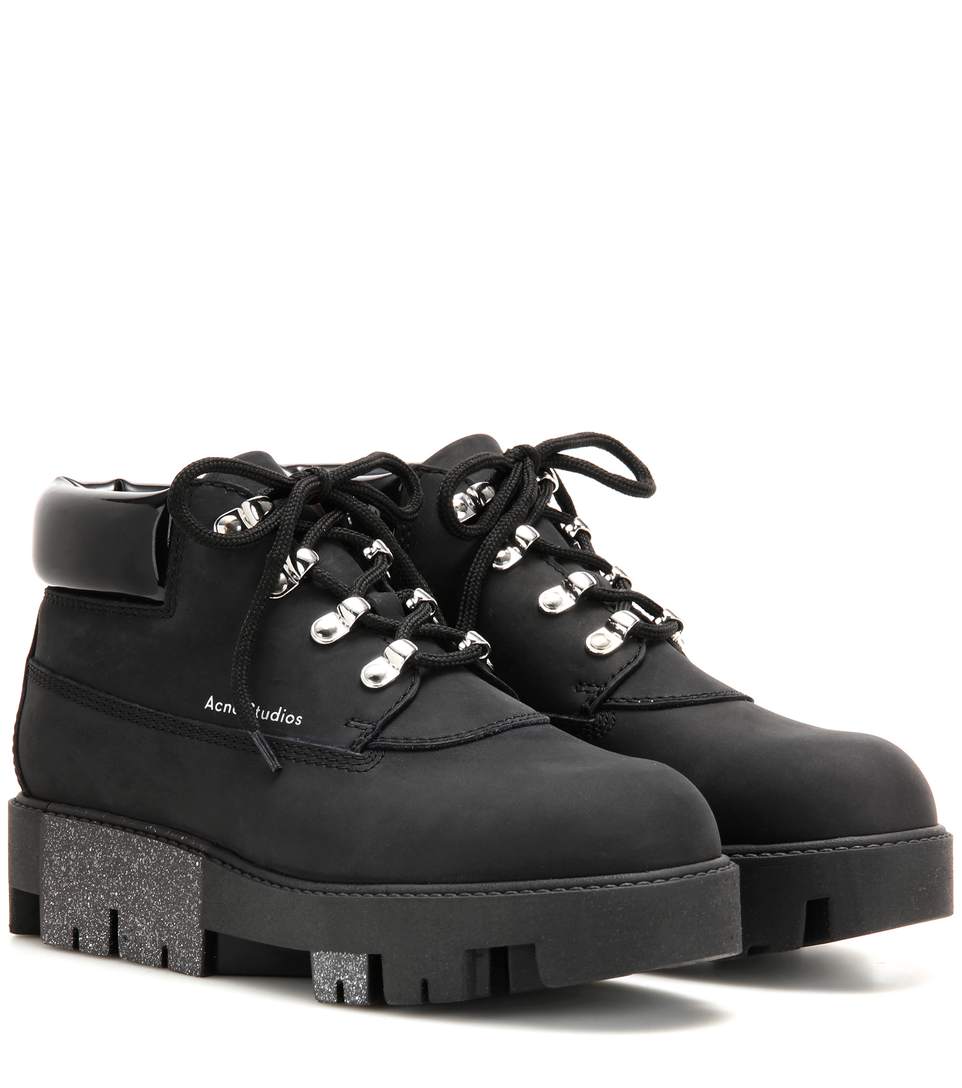Acne Studios Tinne Track-sole Nubuck Ankle Boots In Black | ModeSens