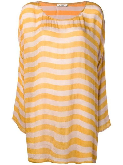 Mes Demoiselles Striped Long Sweater In Parm Ocre