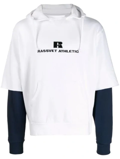 Rassvet X Russel Athletic Layered Hooded Sweatshirt In White
