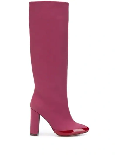 L'autre Chose Contrast Heel Boots In Red