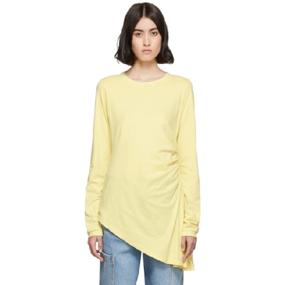 Mm6 Maison Margiela Yellow Ruched Long Sleeve T-shirt In 169 P Yello