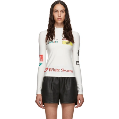 Off-white Multi Logo Stretch Jersey Sport Top In White Multi