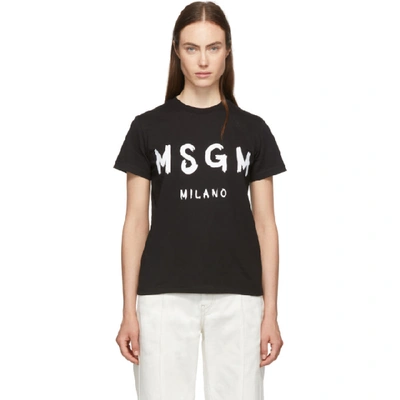 Msgm T-shirt With Brushed Logo In Black In 99 Black