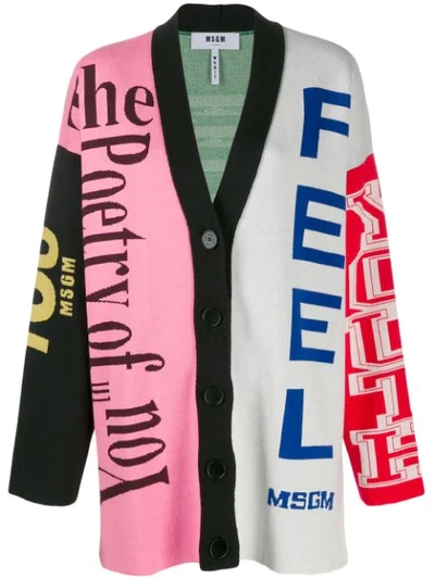 Msgm Logo-intarsia Cardigan In Multicolor