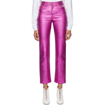 Msgm Pink Metallic Jeans In 14 Fushia
