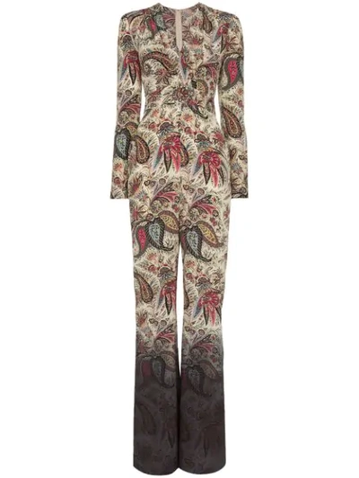 Etro Printed Silk Crepe De Chine Jumpsuit In Multicoloured
