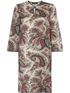 Etro Paisley Print Wool & Silk Tunic Dress In Cream