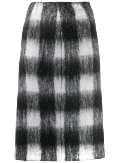 Maison Margiela Check Print Pencil Skirt In Black