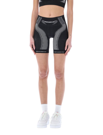Misbhv Panelled Knit Cycling Shorts In Black&white