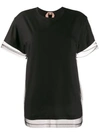 N°21 Sheer Stitched Trim T-shirt In Black
