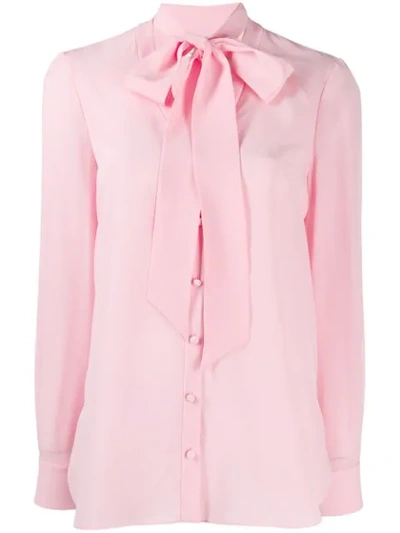 Alexander Mcqueen Pussy Bow Crepe Blouse In Pink