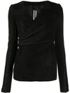 Rick Owens Wrap Front Jacket In 09 Black