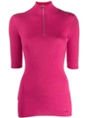 Prada Half-zip Knitted Top In Pink