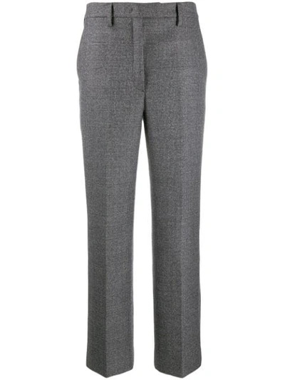Prada Check Wide-leg Trousers In Grey