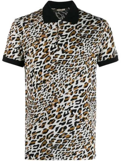 Roberto Cavalli Spiky Leopard Print Polo Shirt In D0239