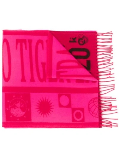 Kenzo Mix Print Scarf In Pink